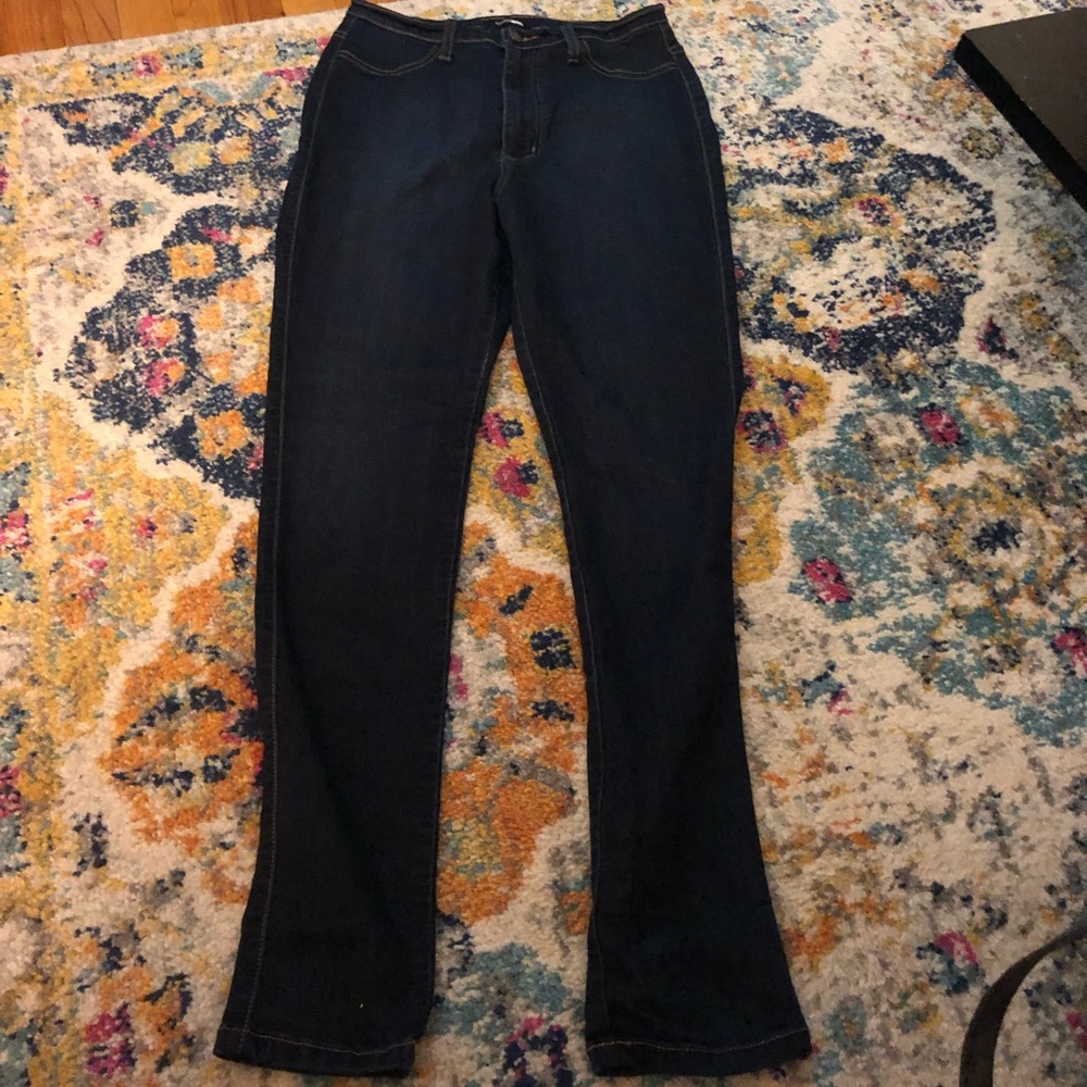 Super High Waisted Skinny Jeans Dark Wash